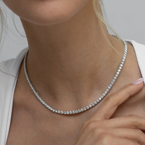 15.00ct Lab Diamond Tennis Necklace 3/4 Set in 9K White Gold G/VS